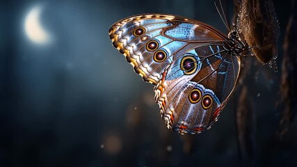 Magical Glowing Butterfly and Chrysalis Symbolizing Metamorphosis. Ideal for inspirational content or any project needing a touch of magic and serenity. 