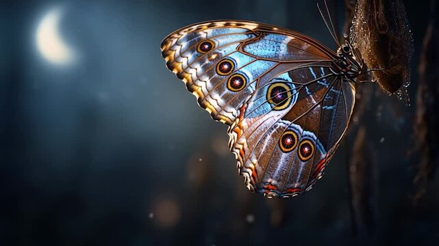 Magical Glowing Butterfly and Chrysalis Symbolizing Metamorphosis. Ideal for inspirational content or any project needing a touch of magic and serenity. 