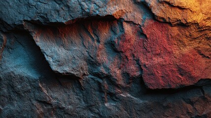 Textured rock surface with warm and cool lighting stone rough