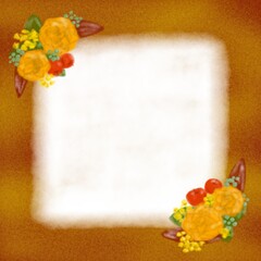 花のフレーム秋のアンティーク調イラスト