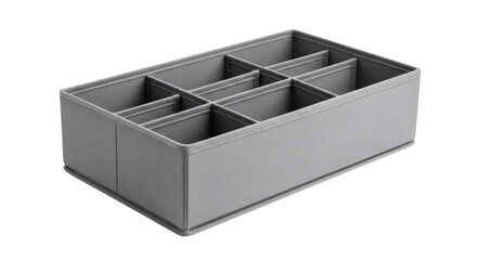Naklejka premium Gray fabric drawer organizer with nine compartments isolated on transparent background