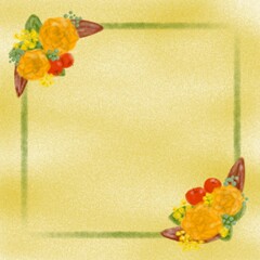 花のフレーム秋のアンティーク調イラスト