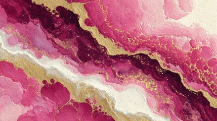 Vibrant pink and gold abstract fluid art background beautiful