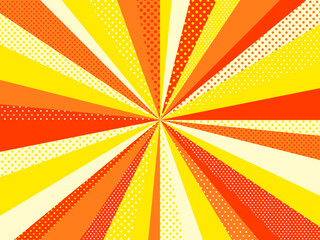 ランダムなドットと集中線の背景素材（オレンジ系）（横向き）