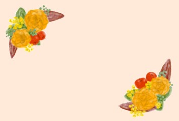 花のフレーム秋のアンティーク調イラスト