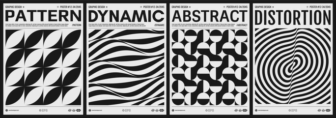 Cover design template. Opt art. Abstract striped background. Ripple effect. Wavy pattern. Black and white. Vector illustration for brochure, poster, card, poster or flyer.