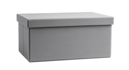 Plain grey cardboard box with lid isolated on transparent background