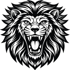 Fierce lion head transparent vector for tribal tattoos