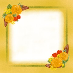 花のフレーム秋のアンティーク調イラスト