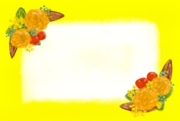 花のフレーム秋のアンティーク調イラスト