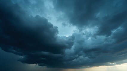 Obraz premium Powerful Dark Storm Clouds, Rain Falling