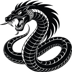 Realistic coiled snake transparent vector for tattoo art