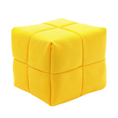 Cheerful Yellow Cube A Soft Textured PuzzleLike Stool on Black