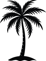 Obraz premium Palm tree tall profile view curved vector silhouette 