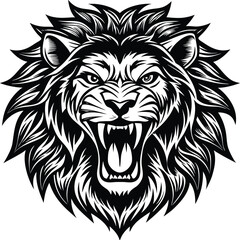 Roaring lion head vector illustration for tattoo