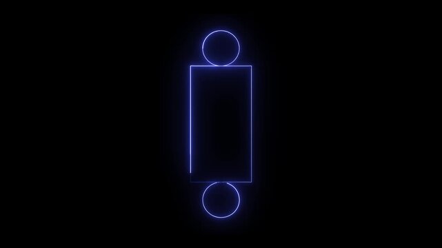 Abstract Glowing saber squire neon frame on bule color on black background. 4k video	
