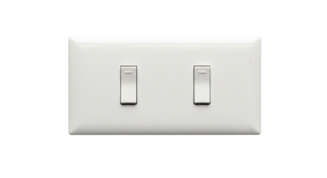 White double light switch isolated on transparent background