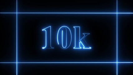 10k celebration neon text animation 4k video. Followers, like, subscribe, 10 light, typography video in black background.90k followers Celebration text animation.