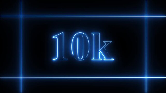 10k celebration neon text animation 4k video. Followers, like, subscribe, 10 light, typography video in black background.90k followers Celebration text animation.