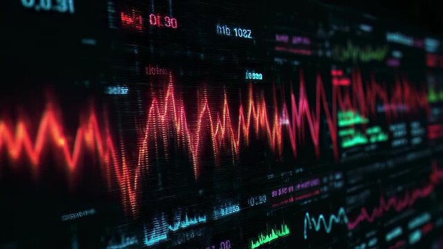 3D temperature waveforms on digital screen portraying irregular fever cycles in infectious disease analysis.