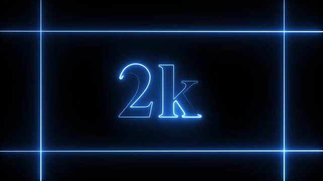 2k celebration neon text animation 4k video. Followers, like, subscribe, 2 light, typography video in black background.90k followers Celebration text animation.