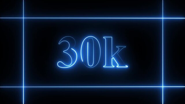 30k celebration neon text animation 4k video. Followers, like, subscribe, 30 light, typography video in black background.90k followers Celebration text animation.