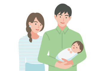Fototapeta premium 赤ちゃんを抱っこする若い夫婦