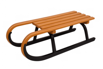 Classic wooden sled featuring black metal runners, offering endless winter fun and exciting snowy adventures for all ages