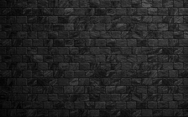 Black brick wall texture as background or wallpaper for inserting text. Abstract dark brick wall texture background pattern, Wall brick surface texture.