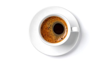 Espresso in a white cup and saucer