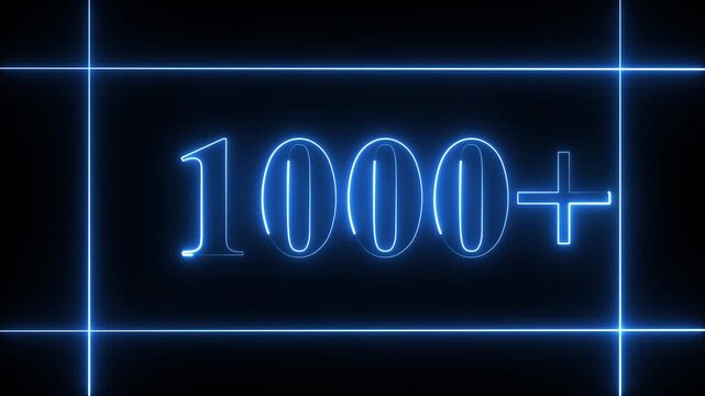 1000k celebration neon text animation 4k video. Followers, like, subscribe, 95 light, typography video in black background.90k followers Celebration text animation.