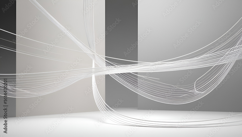 Aufkleber flowing abstract white lines creating a soft and modern curved background design