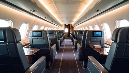 Luxurious Private Jet Interior: Opulent Comfort and Style