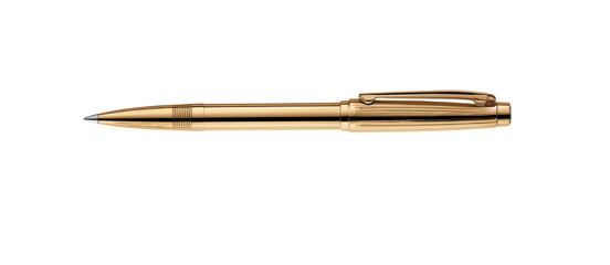 golden pen on white background, luxury writing tool.