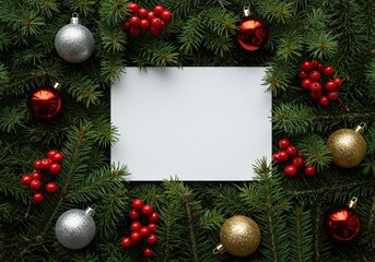 Christmas decorations with blank space, perfect for greetings and invitations.