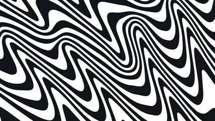 Abstract vertical vector background featuring black and white psychedelic waves in retro 60s and 70s style, perfect for vintage poster design, funky wallpaper art, and creative digital media