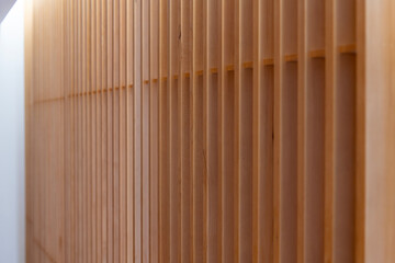 wooden frame of the traditional Korean sliding door at the living room