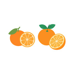 Fresh Oranges and Orange Slices Vector Illustration
