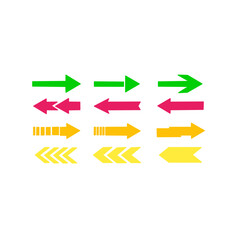 Fototapeta premium A vibrant collection of arrow icons, perfect for web design elements and business illustrations, offering diverse shapes and directional symbols