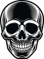 Transparent vector of classic skull with realistic ink style