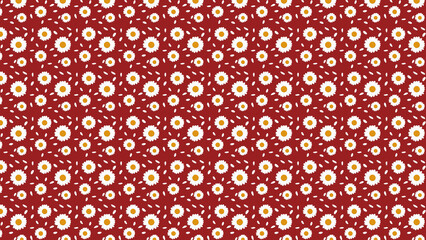 seamless retro-style floral pattern with a red background and decorative flower elements backgrounds