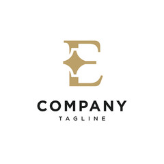 Letter E Shine Star Logo Icon Vector