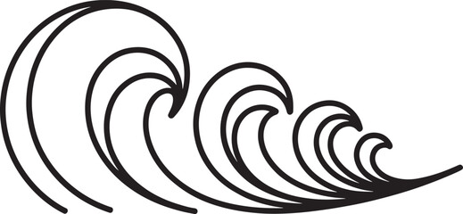 Fototapeta premium Stylized black and white drawing of rolling ocean waves