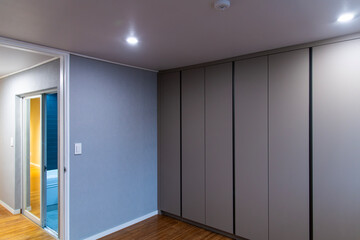 interior of the bedroom in the apartment house