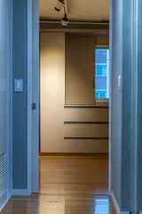 view of the door and bedroom in the apartment house