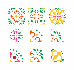 Vibrant and Intricate Colorful Floral and Geometric Decorative Border Pattern for Celebrations