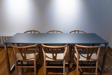 table and chairs at the dining room