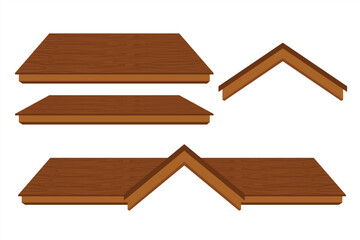 Wooden Roof Structure Set Vector Illustration