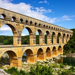 Fototapeta premium Ancient stone arch bridge spanning a river