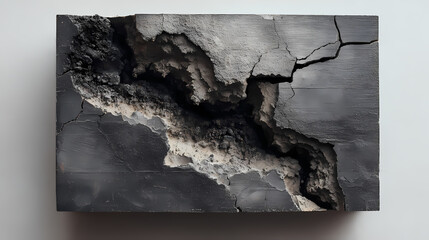 diagonal spasm of anatomical relief compressed into layered ash surface